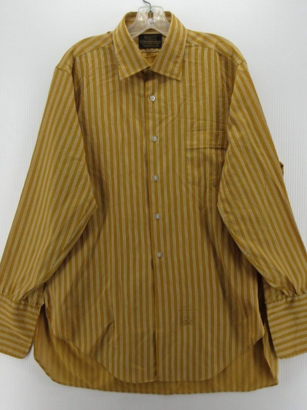 VINTAGE Brent Shirt 16 1/2 70s Leisure Pinstripe French Cuffs Large *